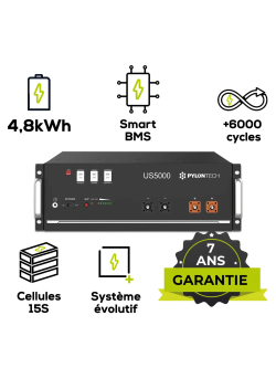 Batterie lithium Pylontech US5000 - 100 Ah 48 V LiFePO4 4,8 kWh – communication CAN/RS485
